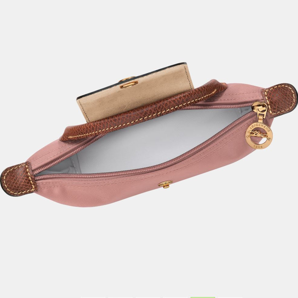 Longchamp Le Pliage Original Pouch Mini Pink Tea Top Handle Bag