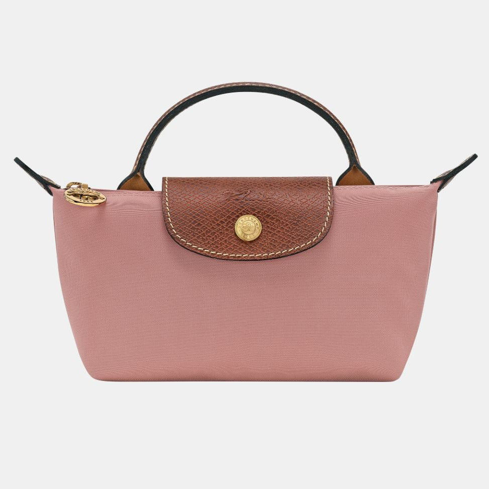 Longchamp Le Pliage Original Pouch Mini Pink Tea Top Handle Bag
