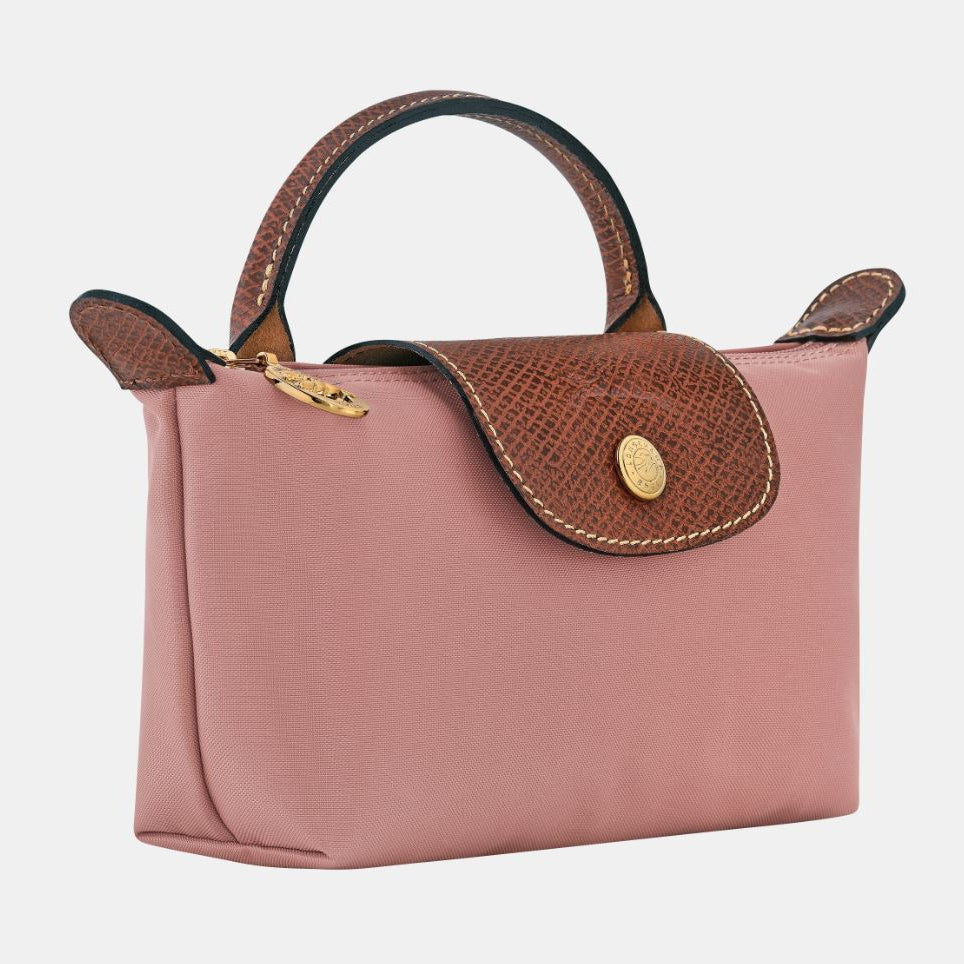 Longchamp Le Pliage Original Pouch Mini Pink Tea Top Handle Bag